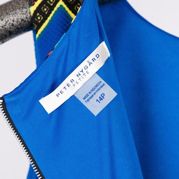 Peter Nygard Dress Size 14 PETITE Colorful Retro Psychedelic 60s Artsy Bohemian - Picture 7 of 7